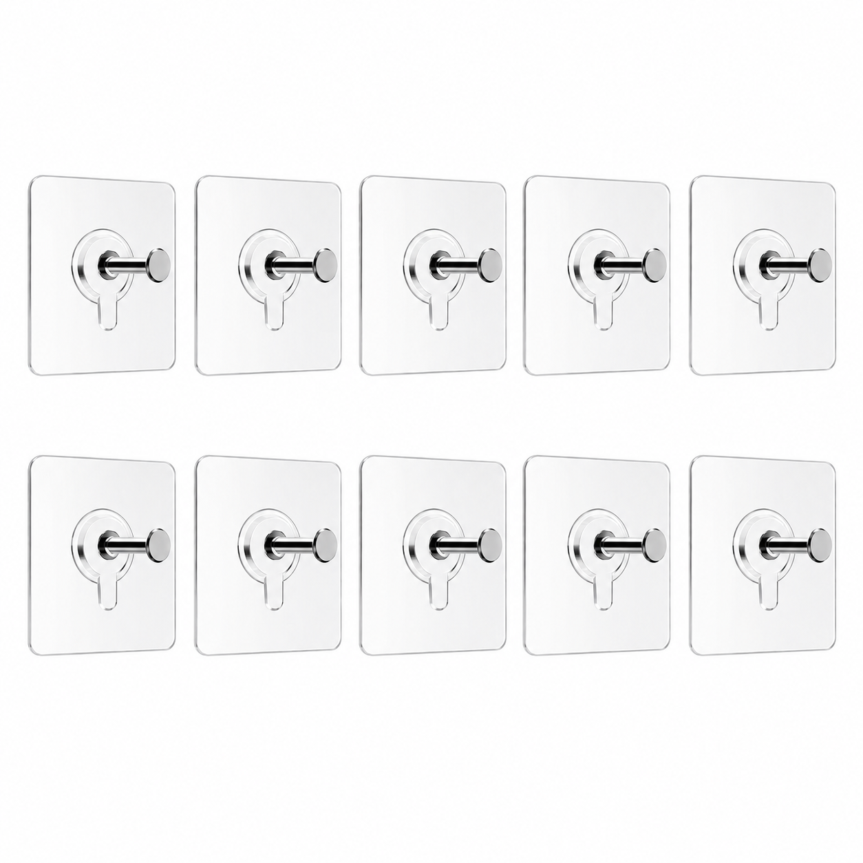 Transparent Adhesive Wall Hooks – Pack of 10