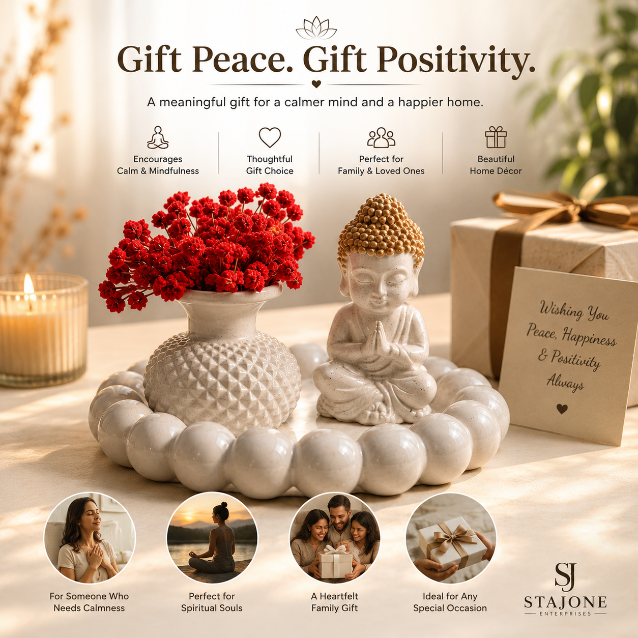 Serenity Buddha Décor Set – Minimalist Luxury Accent for Peaceful & Elegant Spaces