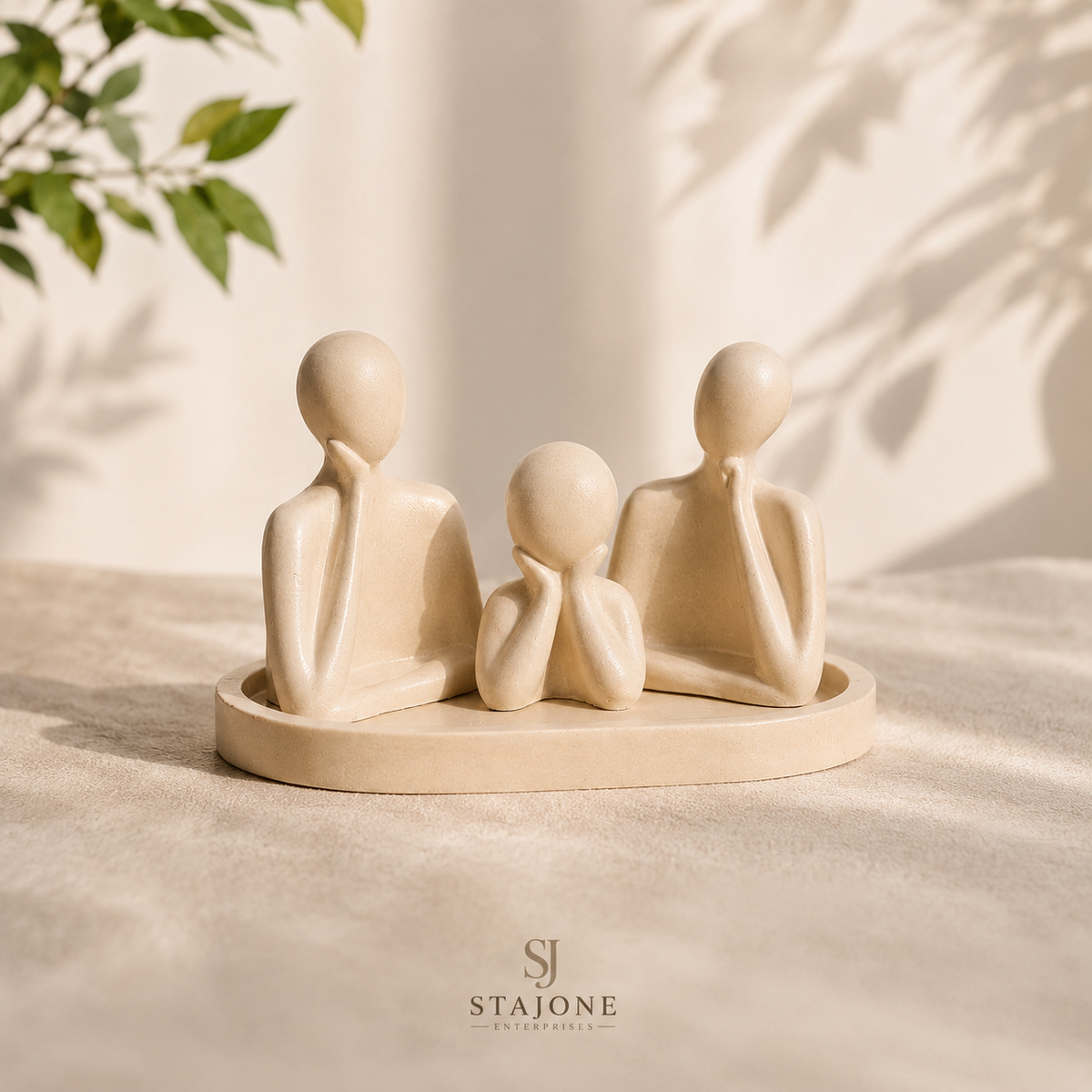 Minimalist Family Figurine Showpiece – Premium Concrete Finish Decorative Sculpture for Home Décor, Living Room & Personalized Gifting