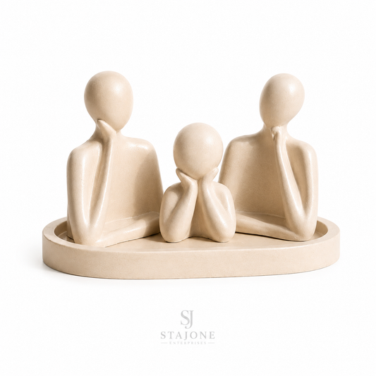 Minimalist Family Figurine Showpiece – Premium Concrete Finish Decorative Sculpture for Home Décor, Living Room & Personalized Gifting