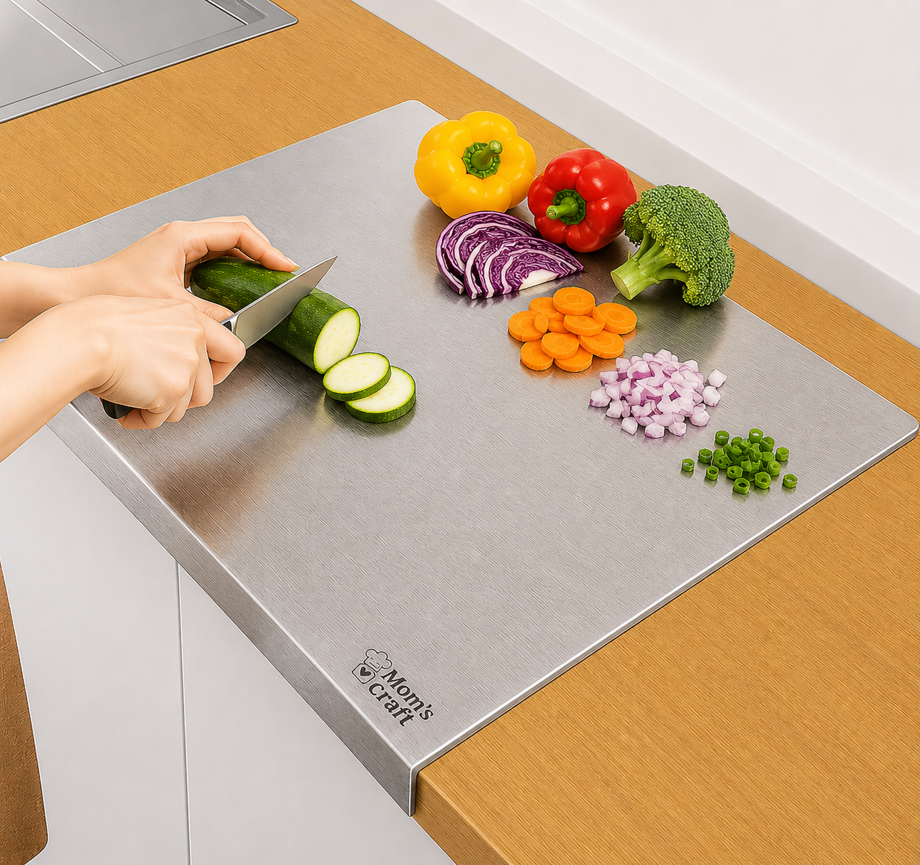Stainless Steel Chopping Board with Lip Design | Double Sided | Hygienic & Durable Kitchen Board | 10 Years Warranty