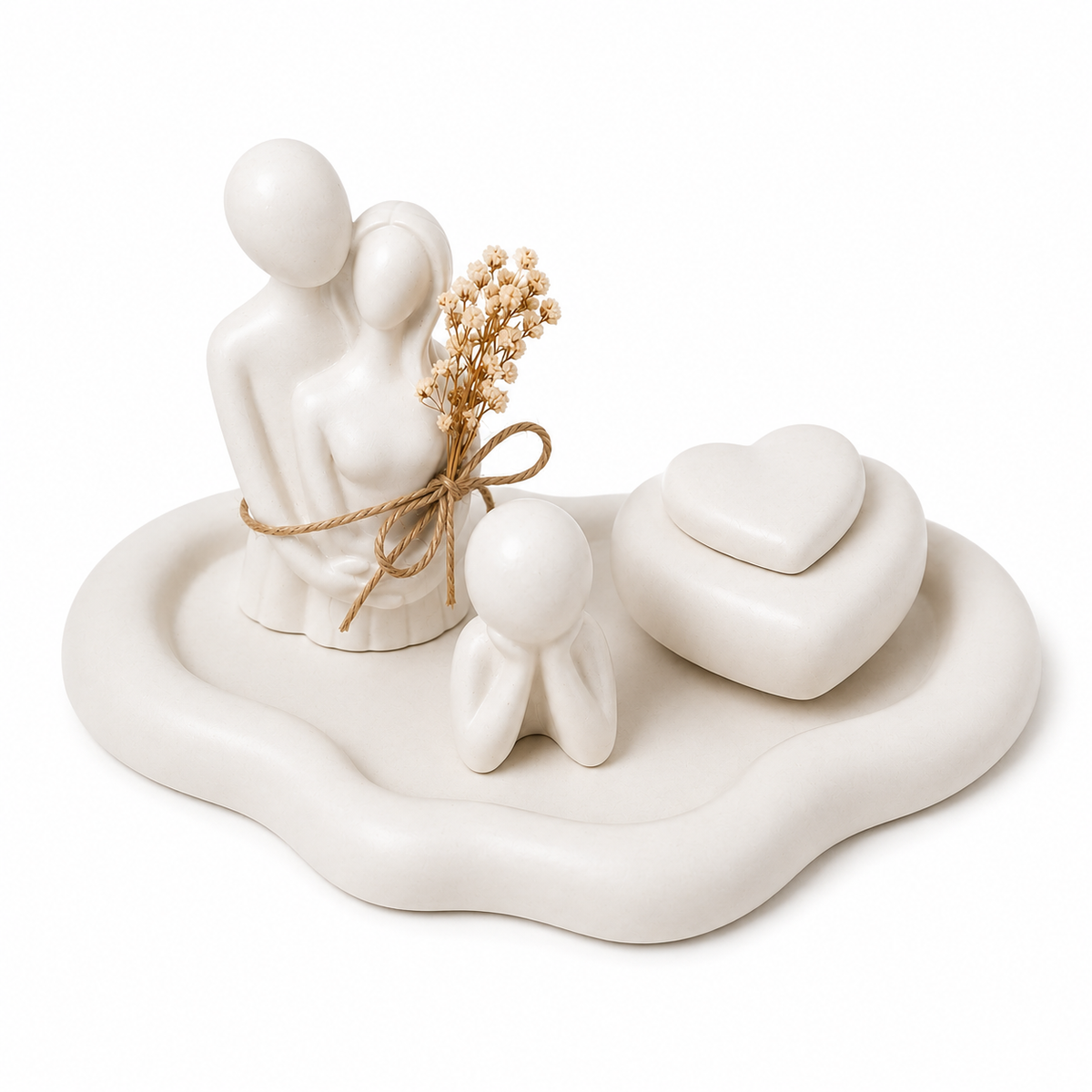 Minimalist Family Decorative Showpiece with Heart-Shaped Keepsake Box