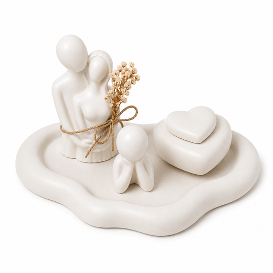 Minimalist Family Decorative Showpiece with Heart-Shaped Keepsake Box