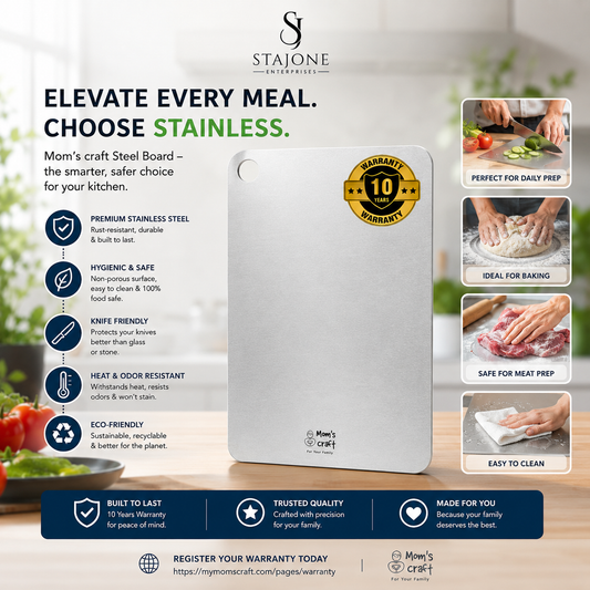 Stainless Steel Cutting Board | Double Sided | Hygienic & Durable Kitchen Board | 10 Years Warranty